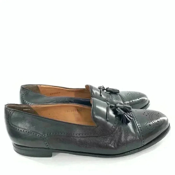 Mezlan mens loafers size 11.5 Havana black leather tassels Cap toe brogue main image 15